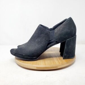 Eileen Fisher‎ Milton Shoes Womens 10 Black Nubuck Cut Out Side Peep Toe Bootie